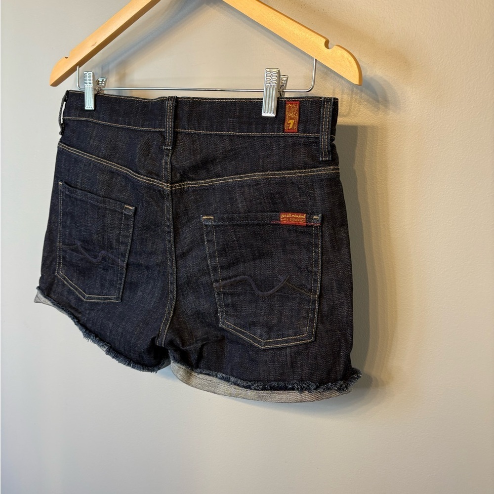7 For All Mankind Dark Blue Cuffed Jean Shorts size 29 - Picture 7 of 10